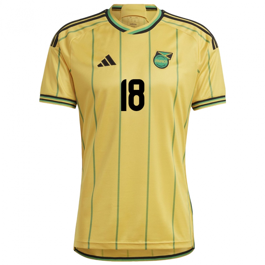 Mujer Camiseta Jamaica George Grant #18 Amarillo 1ª Equipación 24-26 La Camisa Argentina