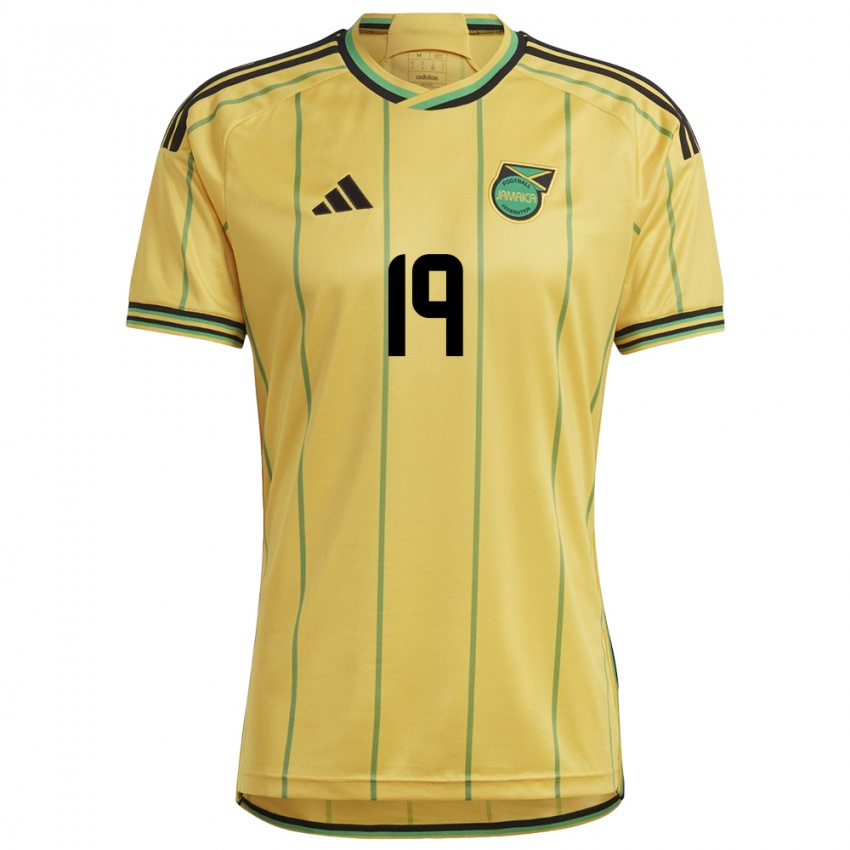 Mujer Camiseta Jamaica Kyron Horsley-Mckay #19 Amarillo 1ª Equipación 24-26 La Camisa Argentina