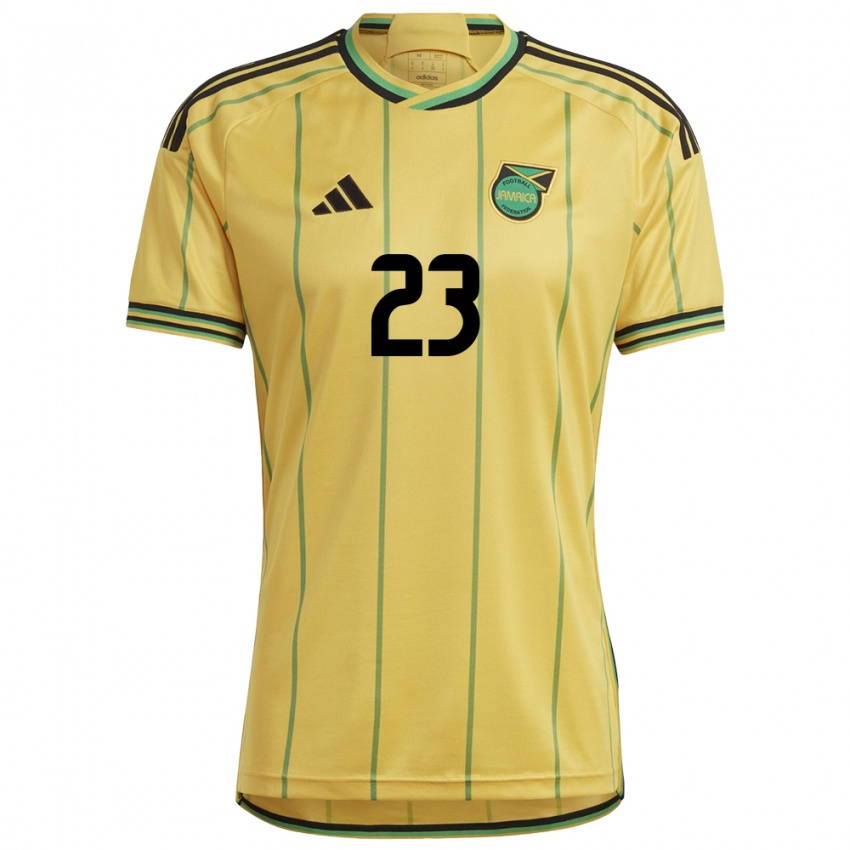 Mujer Camiseta Jamaica Liya Brooks #23 Amarillo 1ª Equipación 24-26 La Camisa Argentina