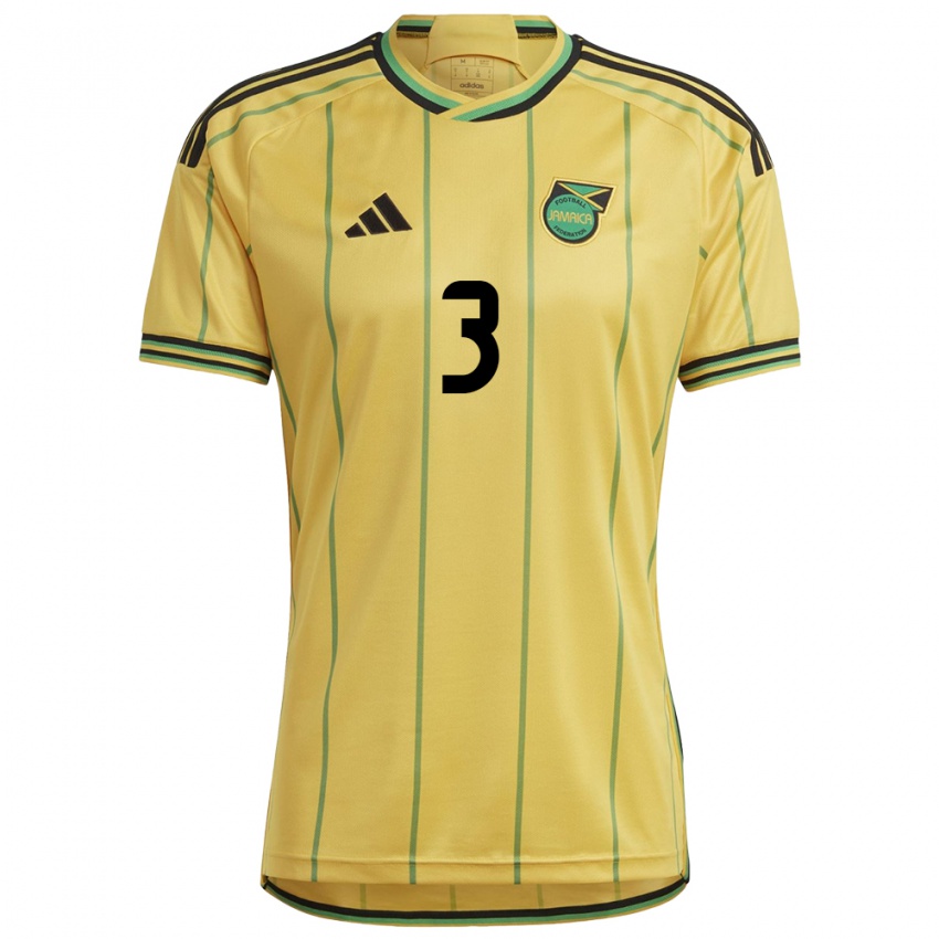 Mujer Camiseta Jamaica Vyan Sampson #3 Amarillo 1ª Equipación 24-26 La Camisa Argentina