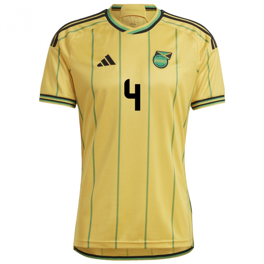 Mujer Camiseta Jamaica Romain Blake #4 Amarillo 1ª Equipación 24-26 La Camisa Argentina