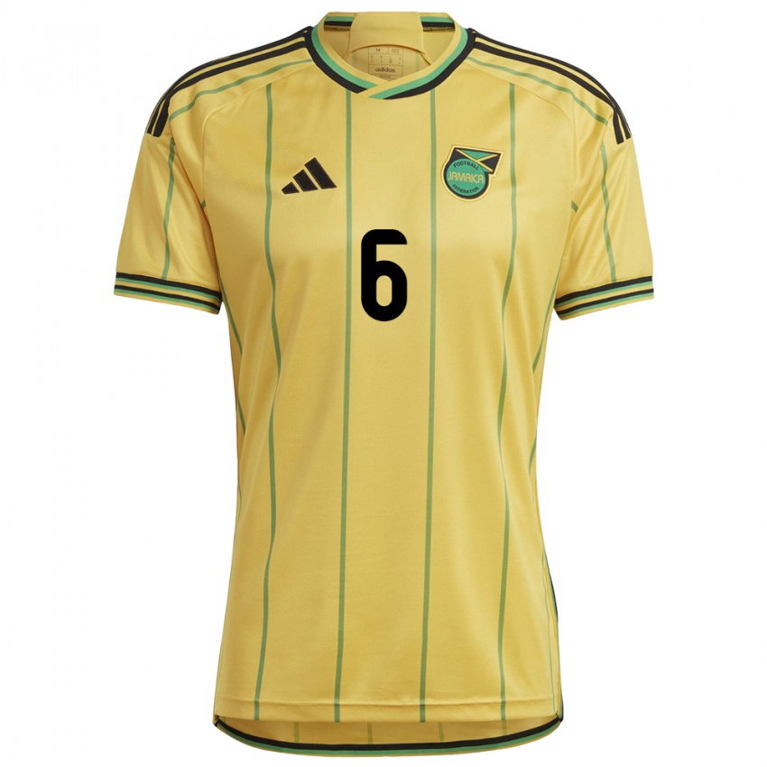 Mujer Camiseta Jamaica Di'shon Bernard #6 Amarillo 1ª Equipación 24-26 La Camisa Argentina