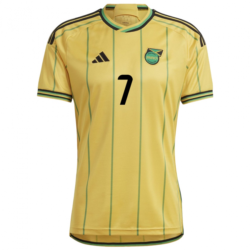 Mujer Camiseta Jamaica Shaneil Buckley #7 Amarillo 1ª Equipación 24-26 La Camisa Argentina