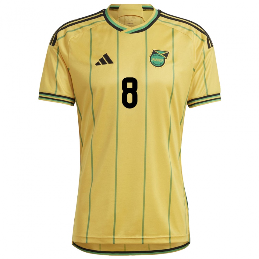 Mujer Camiseta Jamaica Chinyelu Asher #8 Amarillo 1ª Equipación 24-26 La Camisa Argentina