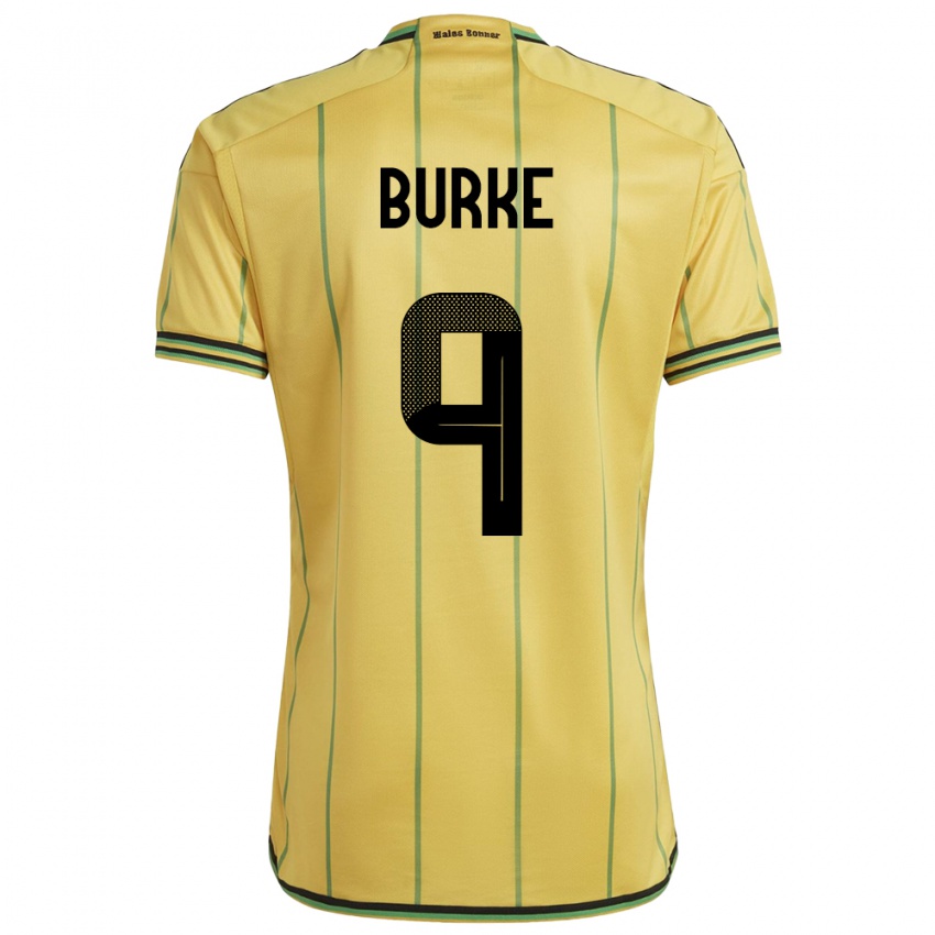 Mujer Camiseta Jamaica Cory Burke #9 Amarillo 1ª Equipación 24-26 La Camisa Argentina
