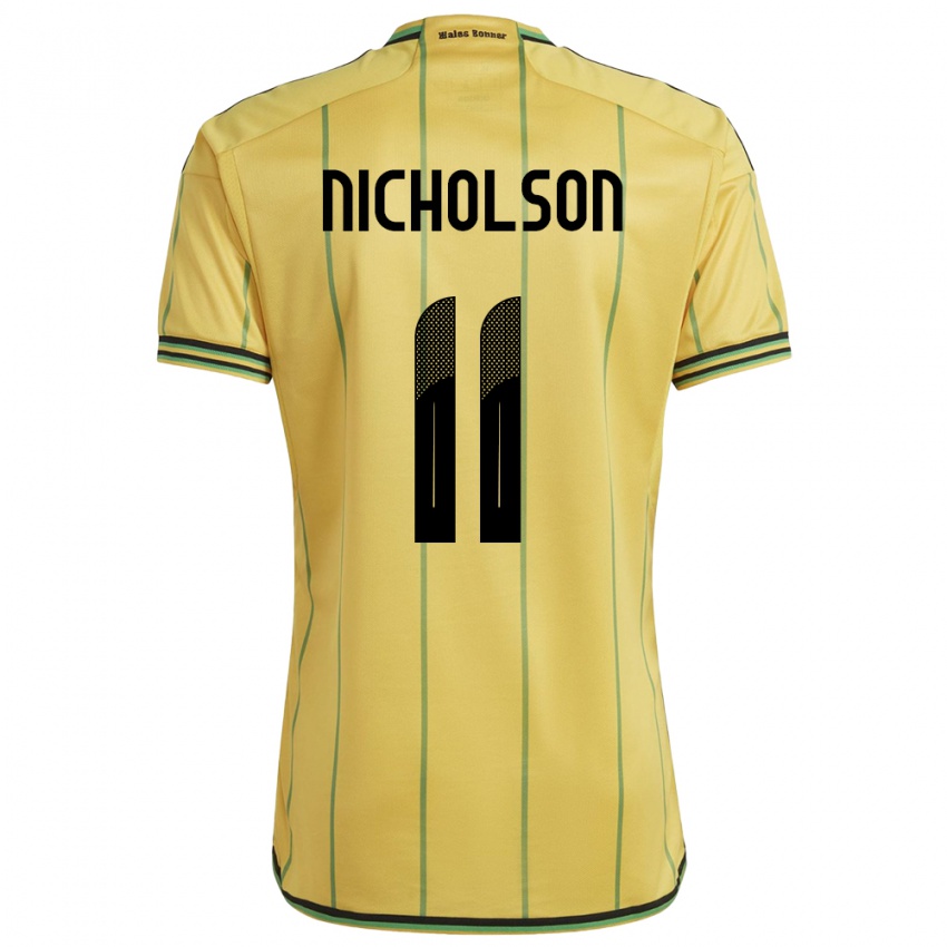 Mujer Camiseta Jamaica Shamar Nicholson #11 Amarillo 1ª Equipación 24-26 La Camisa Argentina