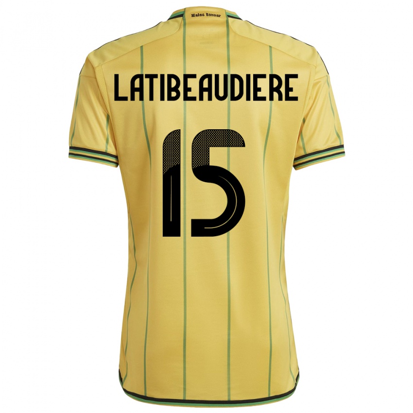 Mujer Camiseta Jamaica Joel Latibeaudiere #15 Amarillo 1ª Equipación 24-26 La Camisa Argentina