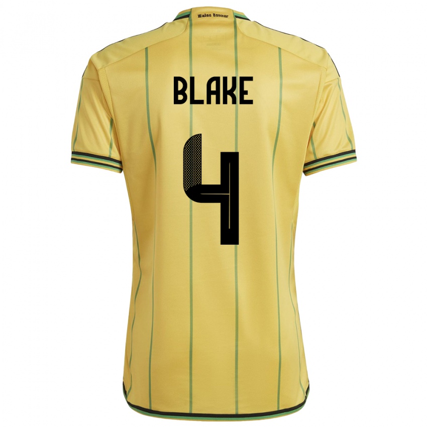 Mujer Camiseta Jamaica Romain Blake #4 Amarillo 1ª Equipación 24-26 La Camisa Argentina