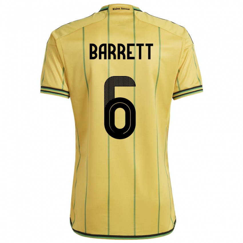 Mujer Camiseta Jamaica Ronaldo Barrett #6 Amarillo 1ª Equipación 24-26 La Camisa Argentina