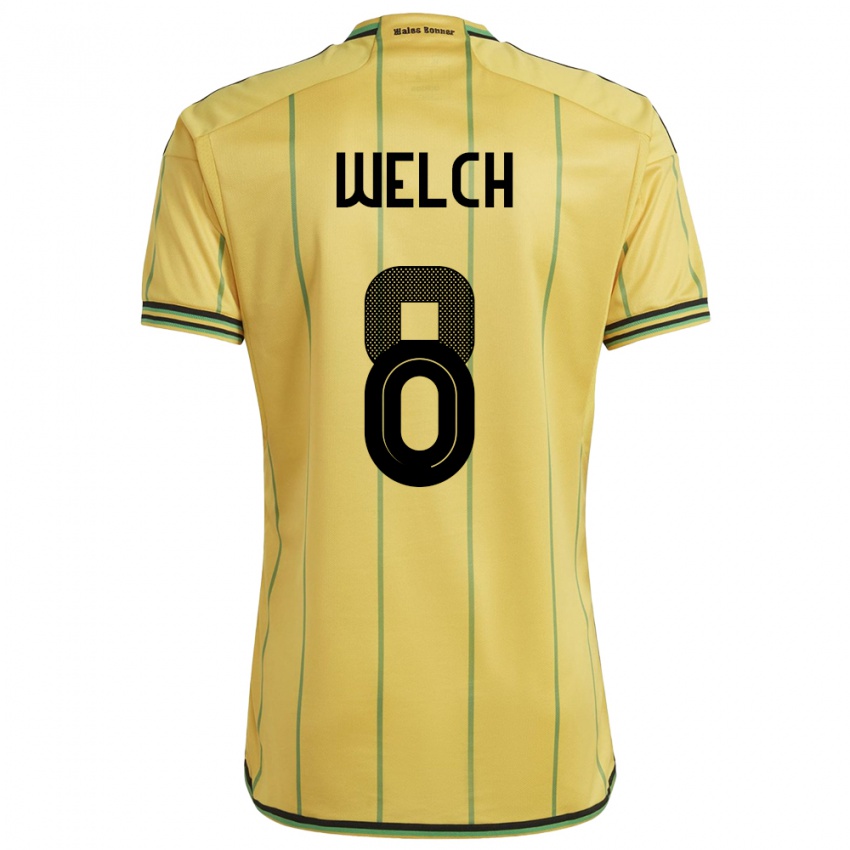 Mujer Camiseta Jamaica Makai Welch #8 Amarillo 1ª Equipación 24-26 La Camisa Argentina
