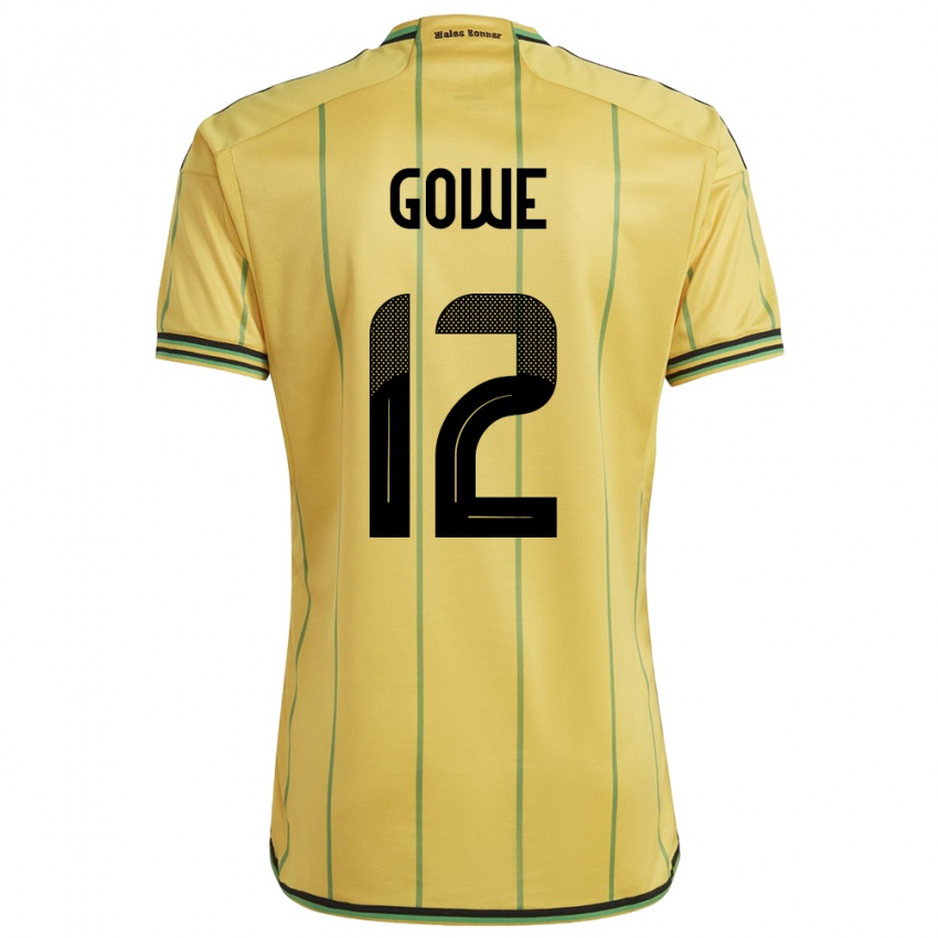 Mujer Camiseta Jamaica Tyrese Gowe #12 Amarillo 1ª Equipación 24-26 La Camisa Argentina