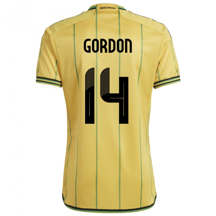 Mujer Camiseta Jamaica Ashton Gordon #14 Amarillo 1ª Equipación 24-26 La Camisa Argentina