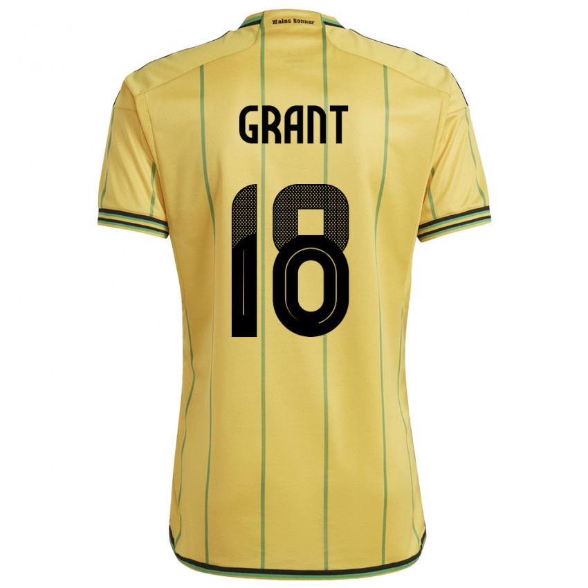 Mujer Camiseta Jamaica George Grant #18 Amarillo 1ª Equipación 24-26 La Camisa Argentina