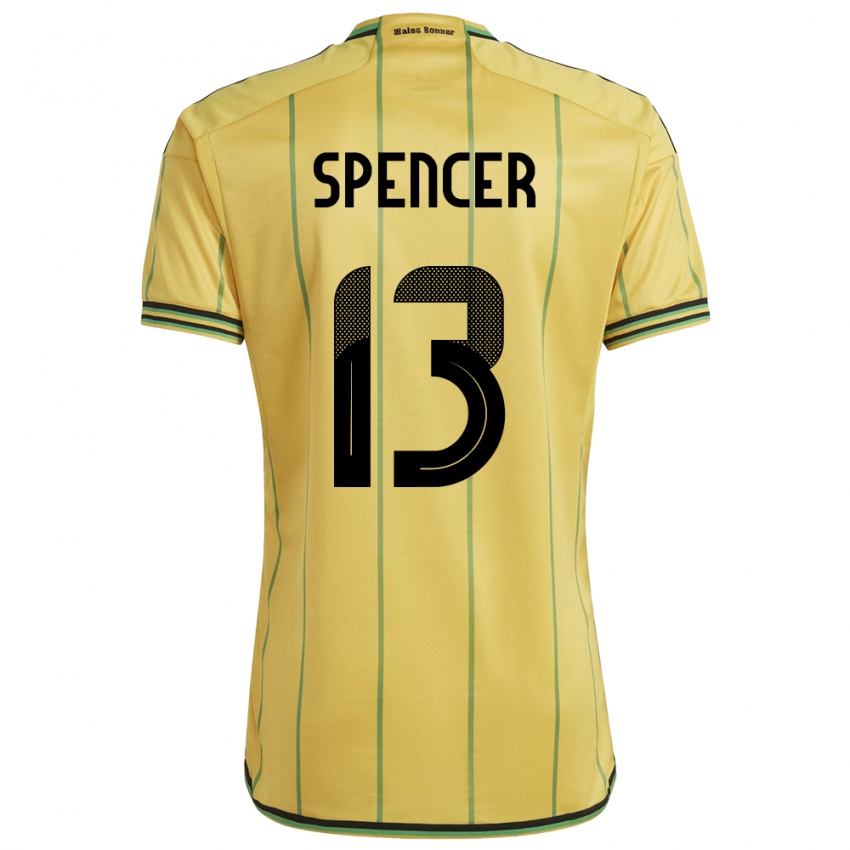Mujer Camiseta Jamaica Rebecca Spencer #13 Amarillo 1ª Equipación 24-26 La Camisa Argentina