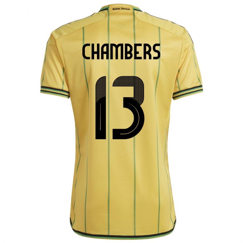Mujer Camiseta Jamaica Chris-Ann Chambers #13 Amarillo 1ª Equipación 24-26 La Camisa Argentina