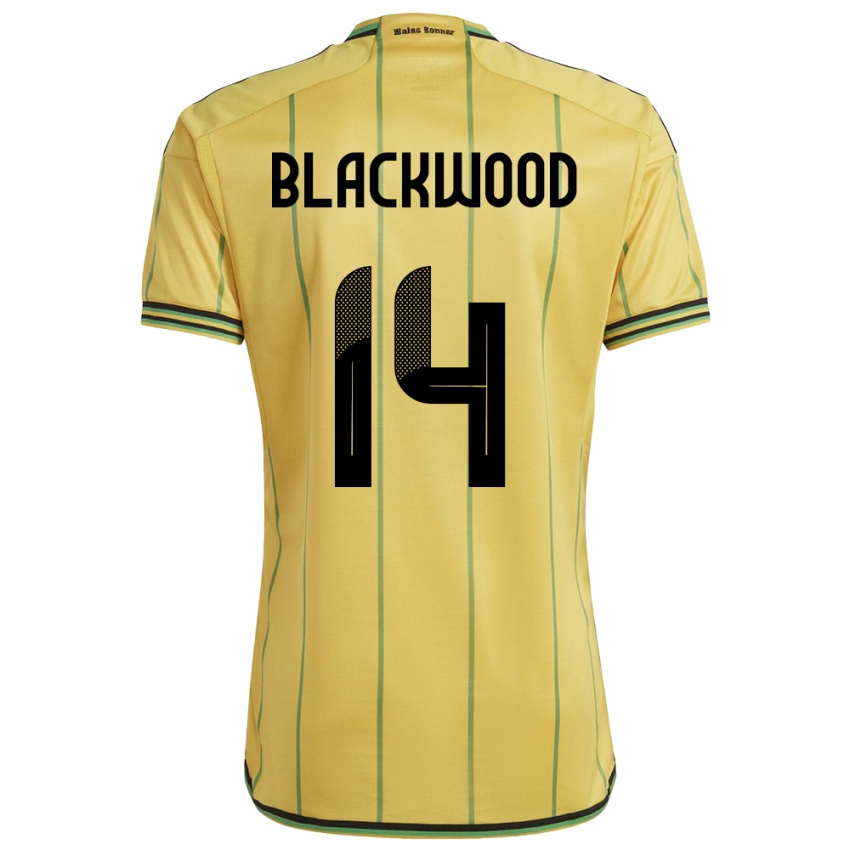 Mujer Camiseta Jamaica Deneisha Blackwood #14 Amarillo 1ª Equipación 24-26 La Camisa Argentina