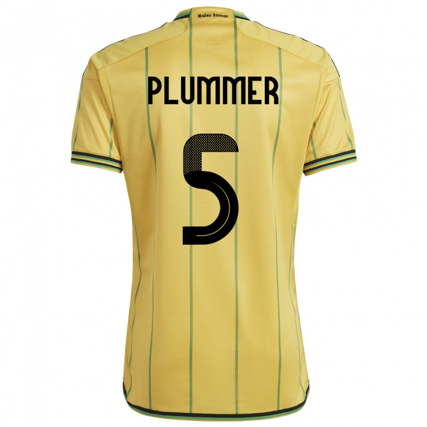 Mujer Camiseta Jamaica Konya Plummer #5 Amarillo 1ª Equipación 24-26 La Camisa Argentina