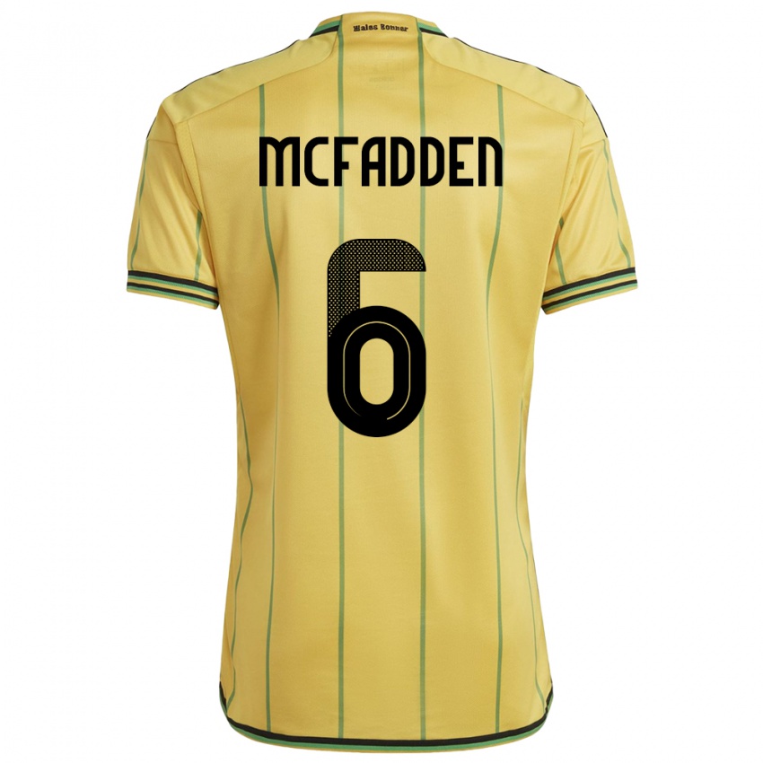 Mujer Camiseta Jamaica Logan Mcfadden #6 Amarillo 1ª Equipación 24-26 La Camisa Argentina