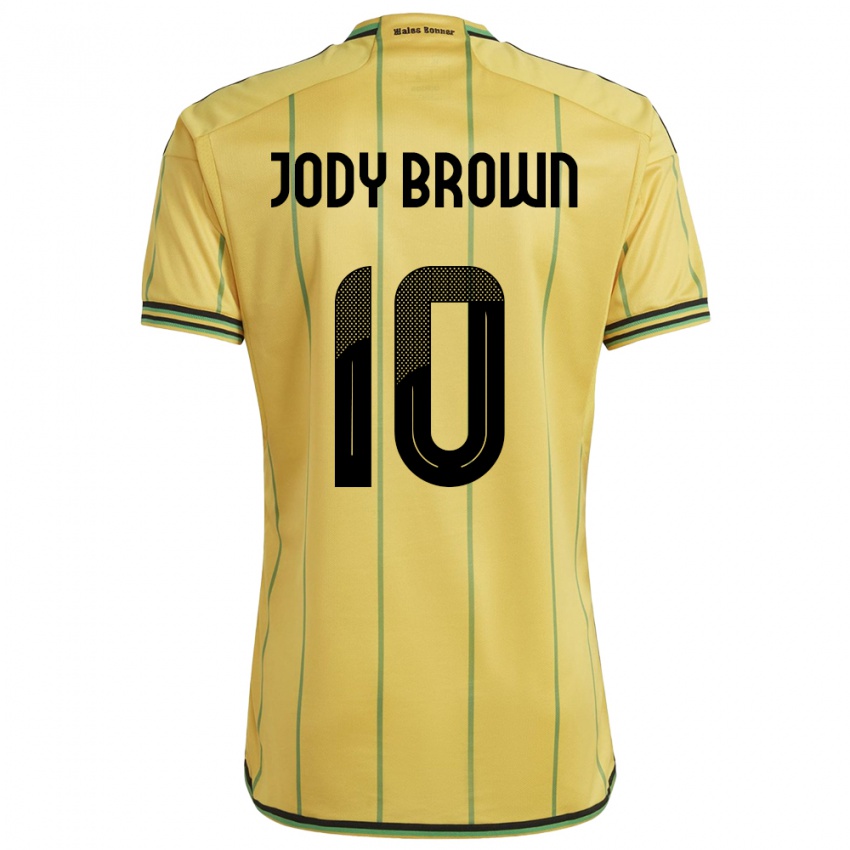Mujer Camiseta Jamaica Jody Brown #10 Amarillo 1ª Equipación 24-26 La Camisa Argentina