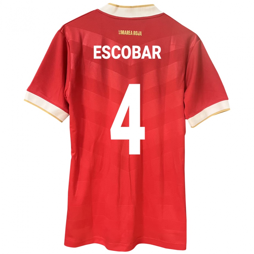 Mujer Camiseta Panamá Fidel Escobar #4 Rojo 1ª Equipación 24-26 La Camisa Argentina