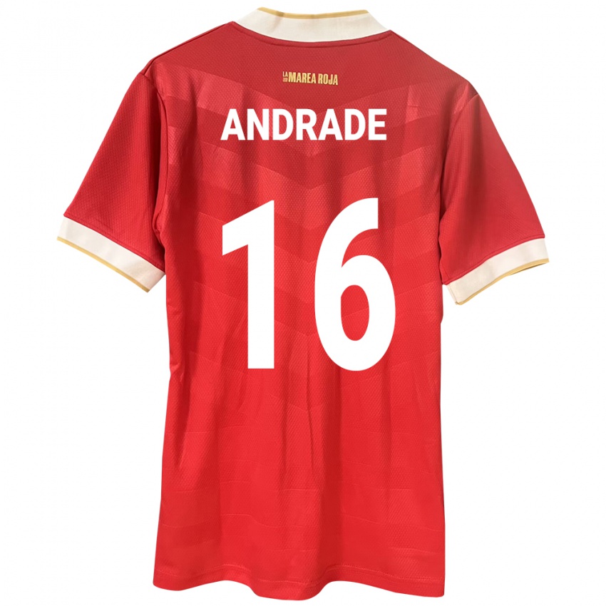 Mujer Camiseta Panamá Andrés Andrade #16 Rojo 1ª Equipación 24-26 La Camisa Argentina