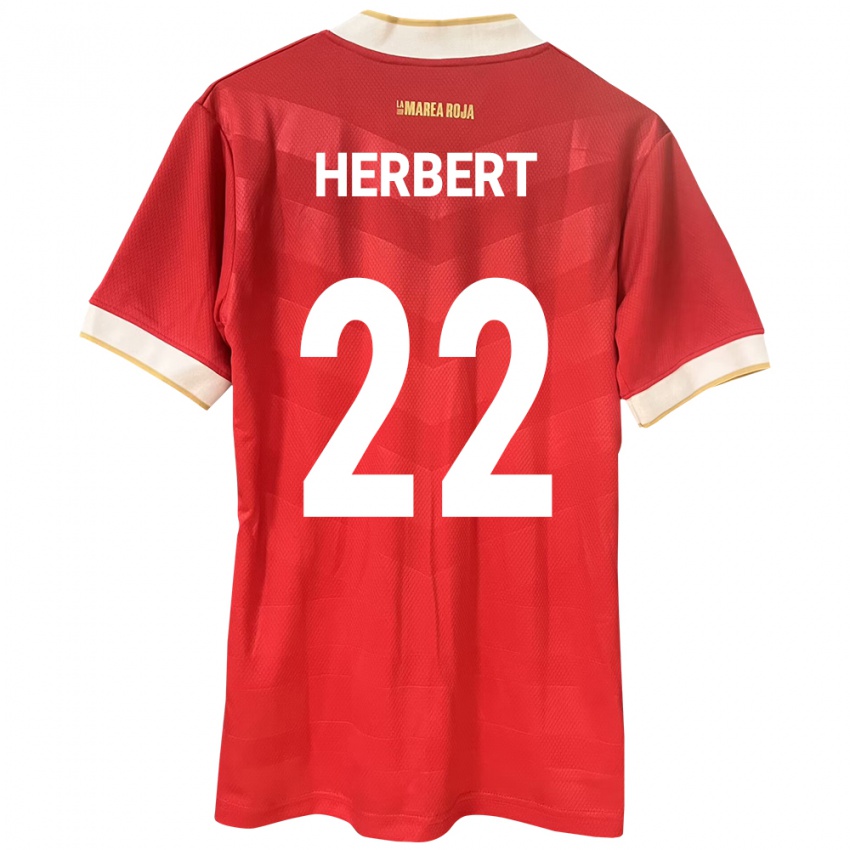Mujer Camiseta Panamá Antony Herbert #22 Rojo 1ª Equipación 24-26 La Camisa Argentina