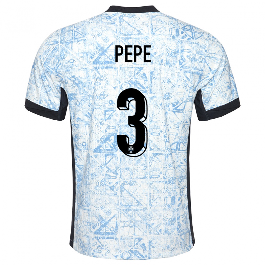 Mujer Camiseta Portugal Pepe #3 Crema Azul 2ª Equipación 24-26 La Camisa Argentina