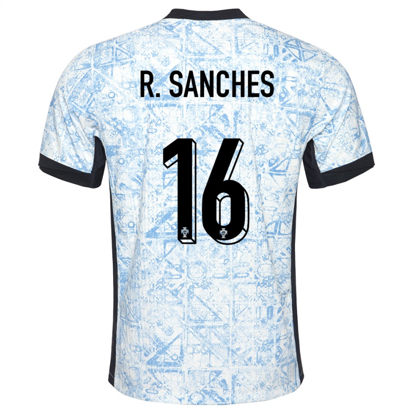 Mujer Camiseta Portugal Renato Sanches #16 Crema Azul 2ª Equipación 24-26 La Camisa Argentina