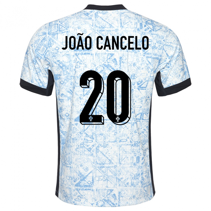 Mujer Camiseta Portugal Joao Cancelo #20 Crema Azul 2ª Equipación 24-26 La Camisa Argentina