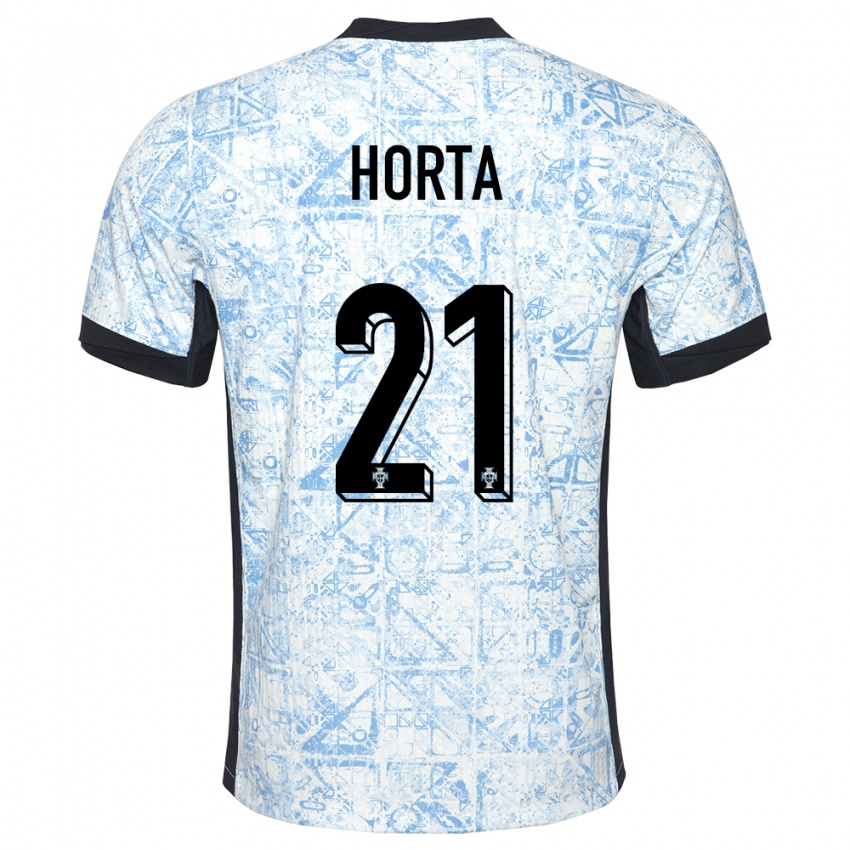 Mujer Camiseta Portugal Ricardo Horta #21 Crema Azul 2ª Equipación 24-26 La Camisa Argentina