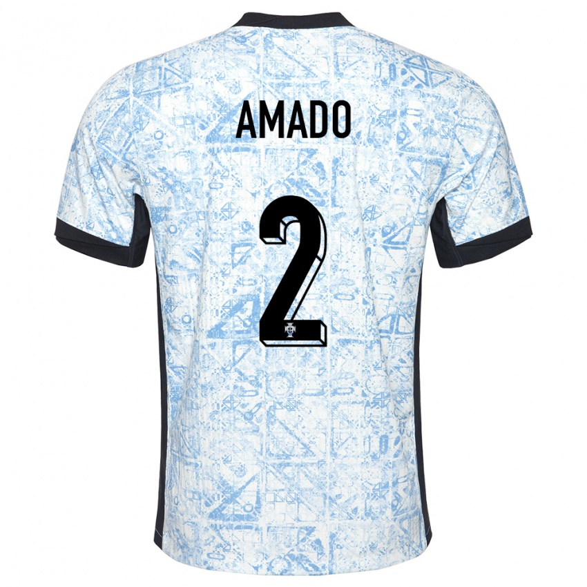 Mujer Camiseta Portugal Catarina Amado #2 Crema Azul 2ª Equipación 24-26 La Camisa Argentina