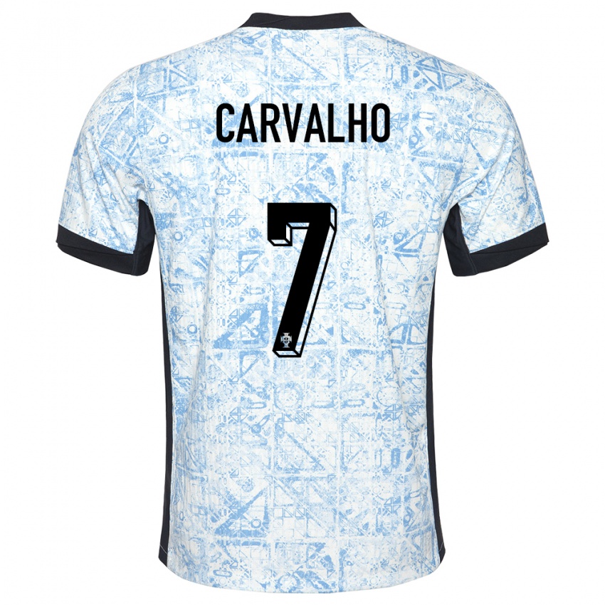 Mujer Camiseta Portugal Fabio Carvalho #7 Crema Azul 2ª Equipación 24-26 La Camisa Argentina