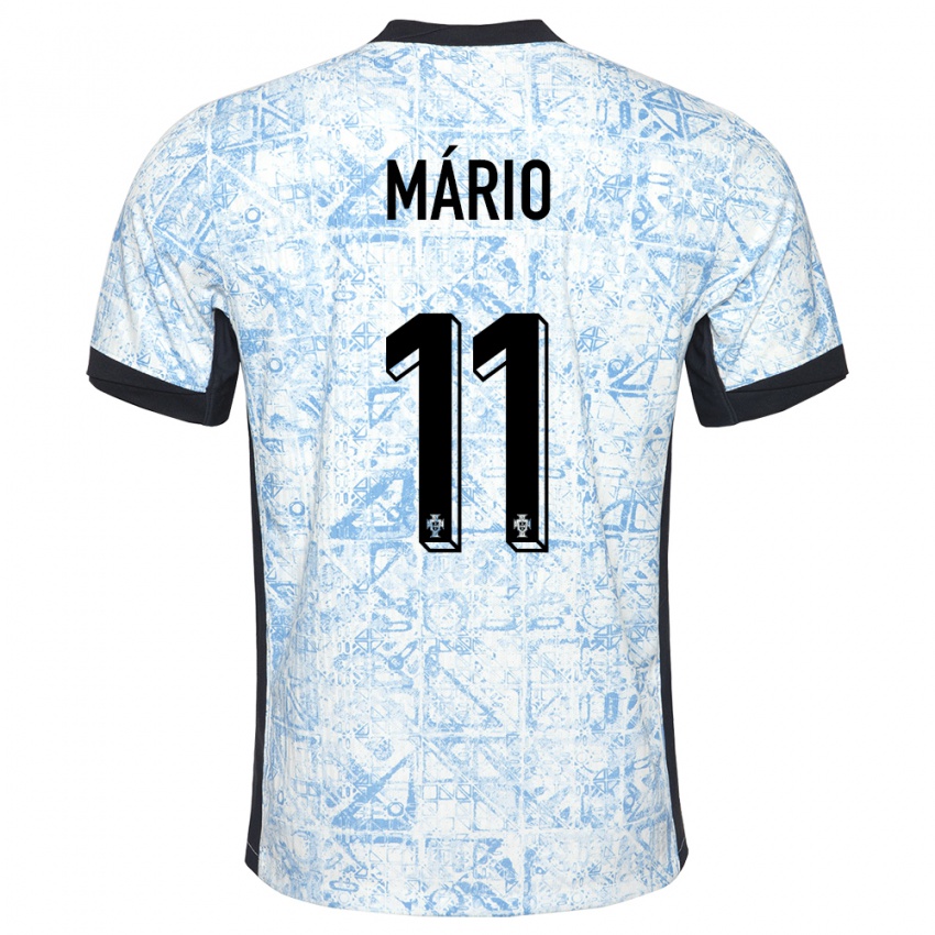 Mujer Camiseta Portugal Joao Mario #11 Crema Azul 2ª Equipación 24-26 La Camisa Argentina