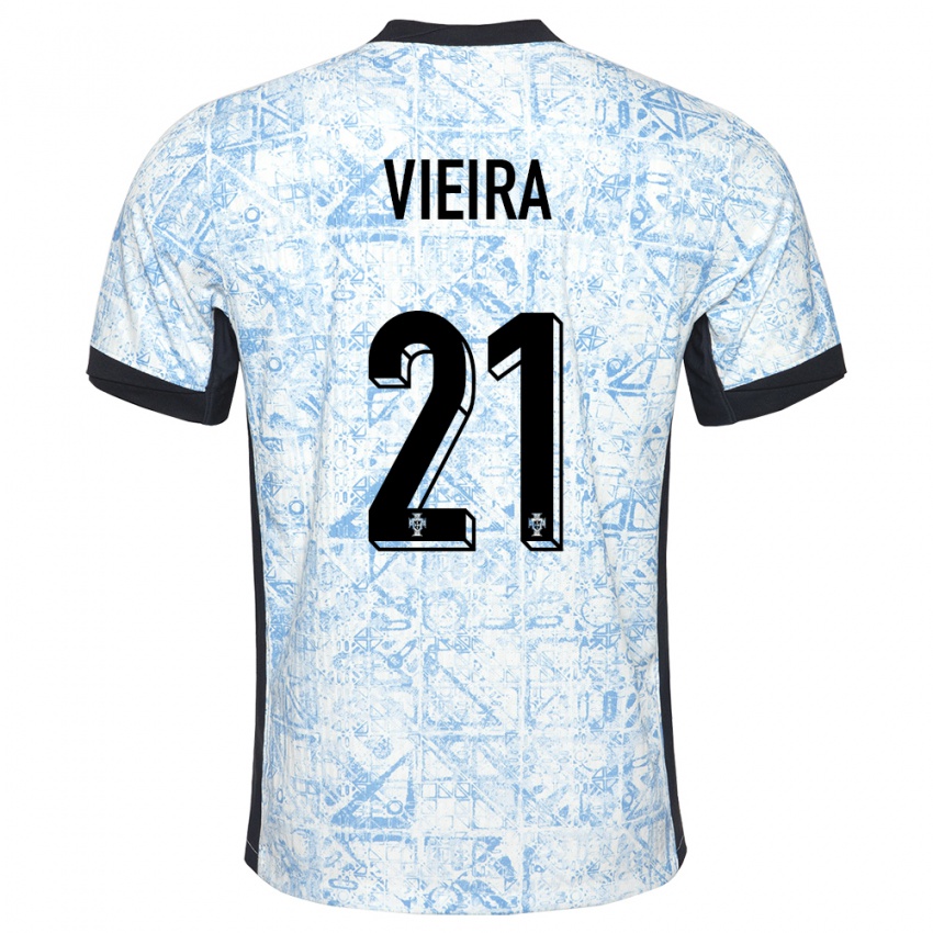 Mujer Camiseta Portugal Fabio Vieira #21 Crema Azul 2ª Equipación 24-26 La Camisa Argentina