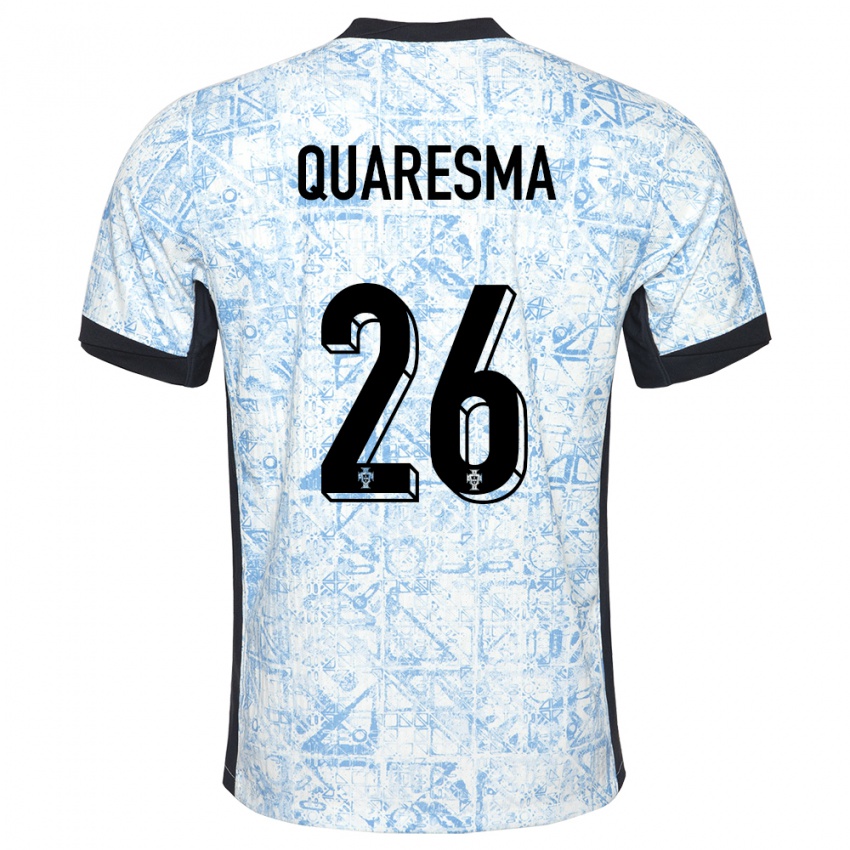 Mujer Camiseta Portugal Eduardo Quaresma #26 Crema Azul 2ª Equipación 24-26 La Camisa Argentina