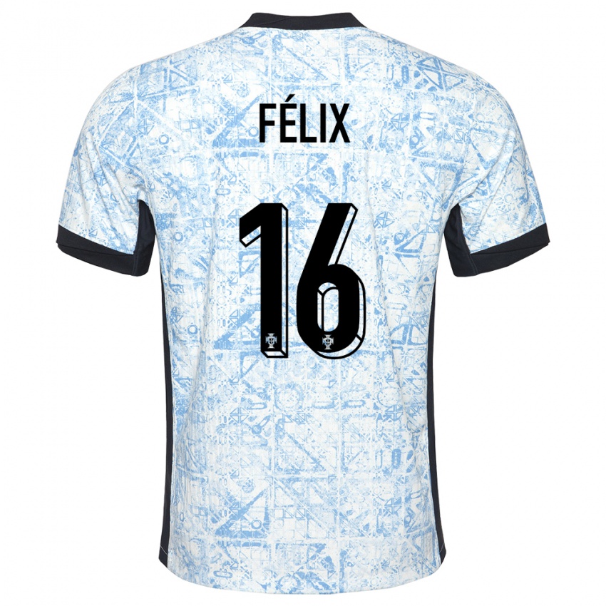 Mujer Camiseta Portugal Hugo Felix #16 Crema Azul 2ª Equipación 24-26 La Camisa Argentina