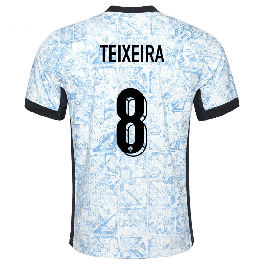 Mujer Camiseta Portugal Joao Teixeira #8 Crema Azul 2ª Equipación 24-26 La Camisa Argentina