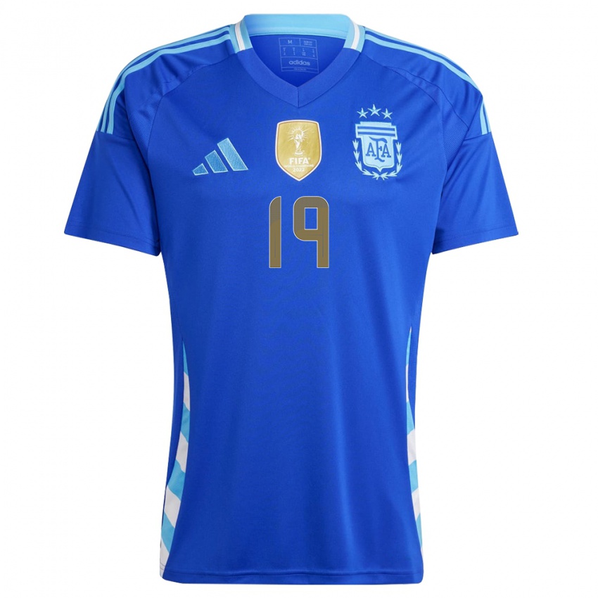 Mujer Camiseta Argentina Sergio Aguero #19 Azul 2ª Equipación 24-26 La Camisa Argentina