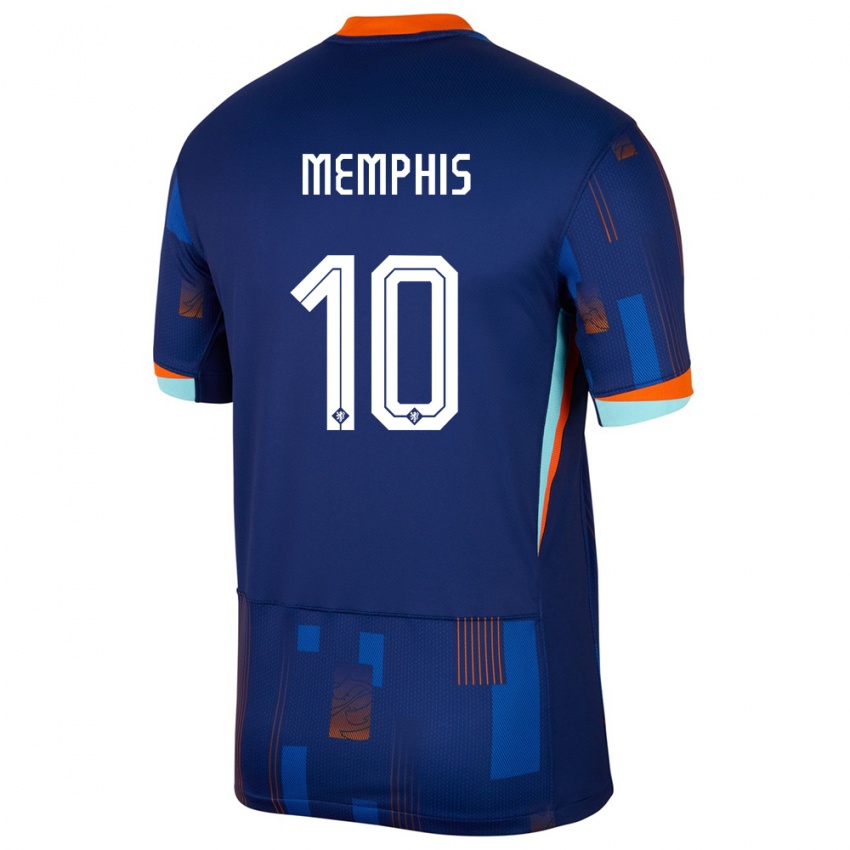 Mujer Camiseta Países Bajos Memphis Depay #10 Azul 2ª Equipación 24-26 La Camisa Argentina