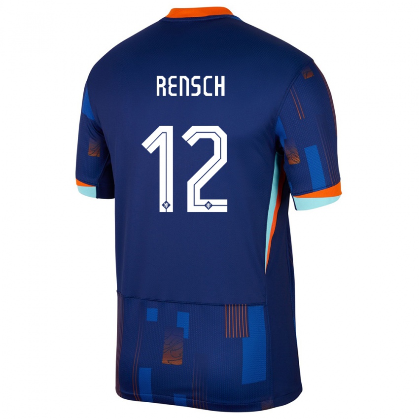 Mujer Camiseta Países Bajos Devyne Rensch #12 Azul 2ª Equipación 24-26 La Camisa Argentina