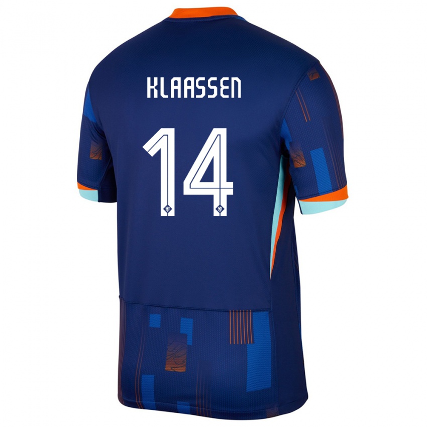 Mujer Camiseta Países Bajos Davy Klaassen #14 Azul 2ª Equipación 24-26 La Camisa Argentina