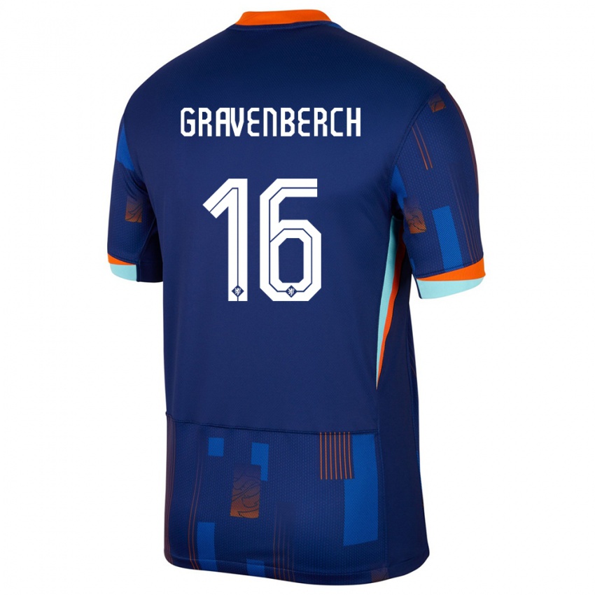 Mujer Camiseta Países Bajos Ryan Gravenberch #16 Azul 2ª Equipación 24-26 La Camisa Argentina