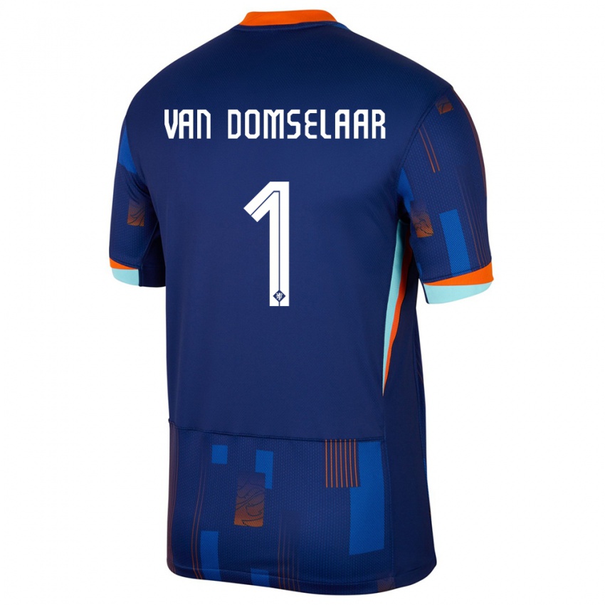 Mujer Camiseta Países Bajos Daphne Van Domselaar #1 Azul 2ª Equipación 24-26 La Camisa Argentina