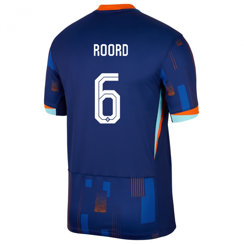 Mujer Camiseta Países Bajos Jill Roord #6 Azul 2ª Equipación 24-26 La Camisa Argentina
