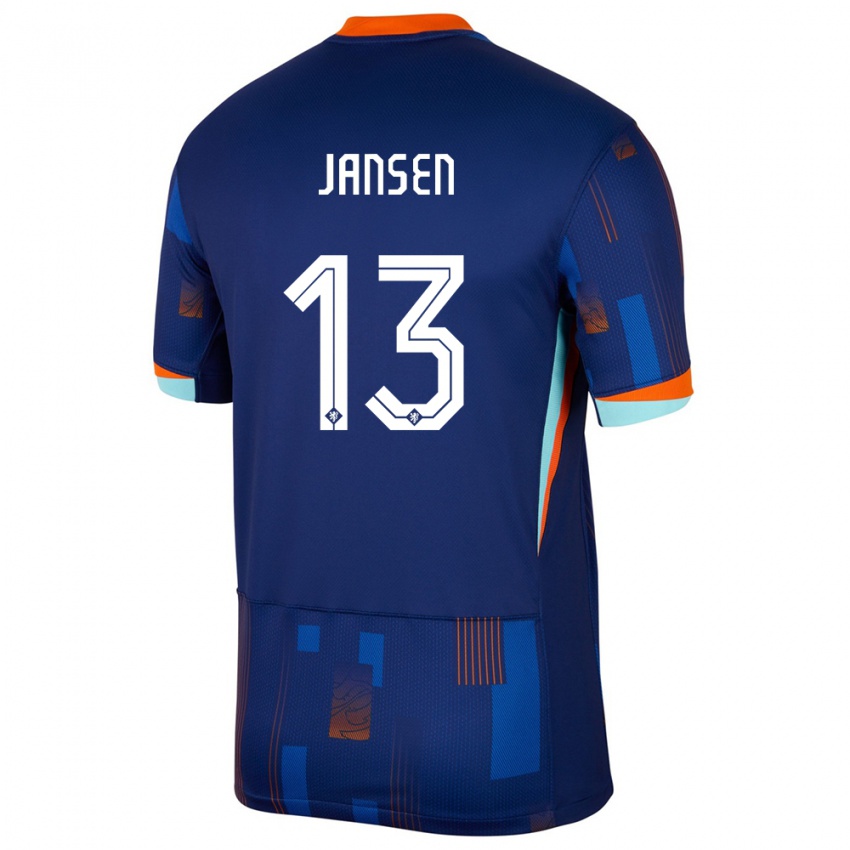 Mujer Camiseta Países Bajos Renate Jansen #13 Azul 2ª Equipación 24-26 La Camisa Argentina