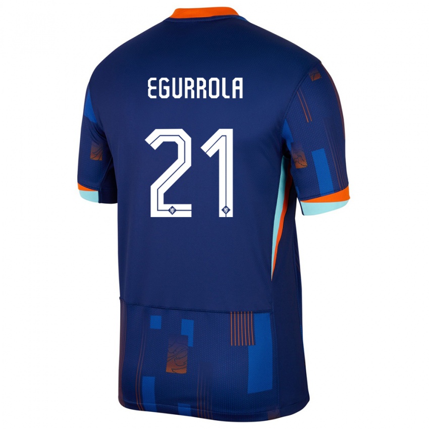 Mujer Camiseta Países Bajos Damaris Egurrola #21 Azul 2ª Equipación 24-26 La Camisa Argentina