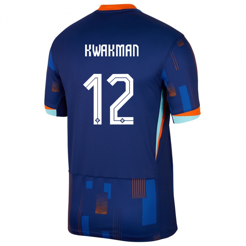 Mujer Camiseta Países Bajos Dave Kwakman #12 Azul 2ª Equipación 24-26 La Camisa Argentina
