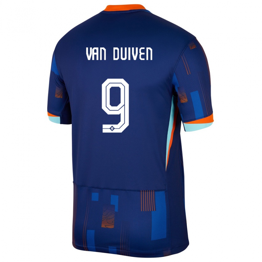 Mujer Camiseta Países Bajos Jason Van Duiven #9 Azul 2ª Equipación 24-26 La Camisa Argentina