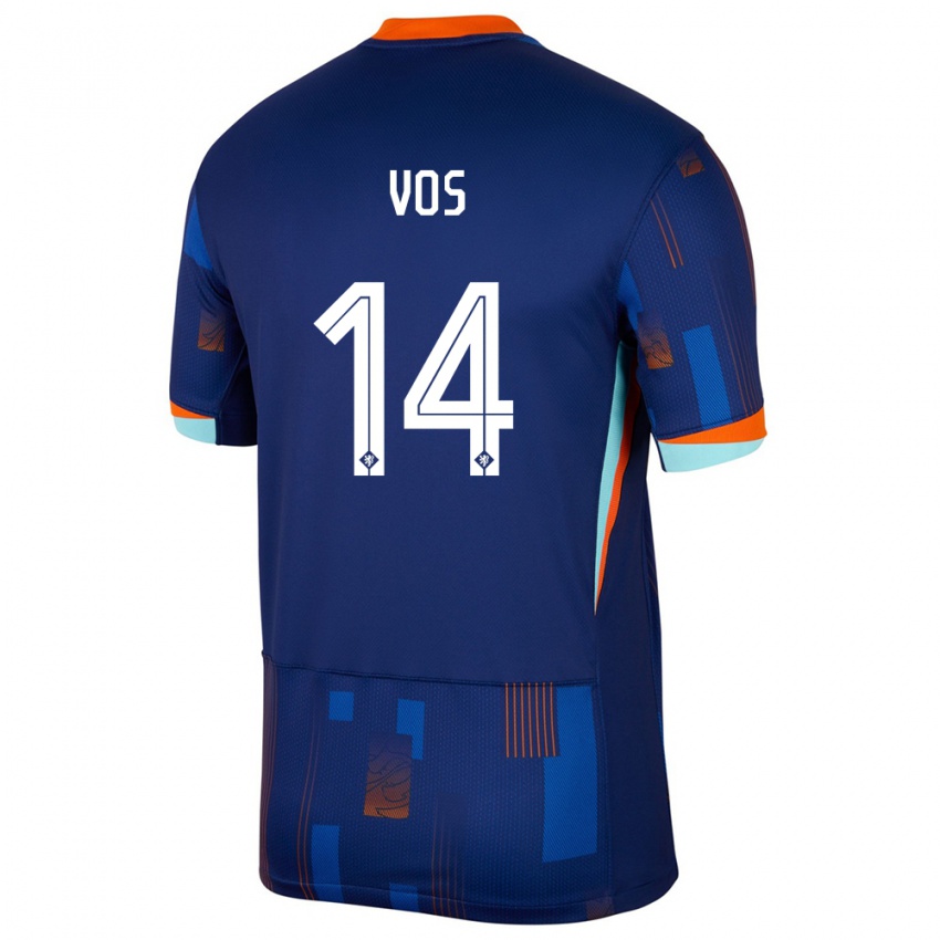 Mujer Camiseta Países Bajos Silvano Vos #14 Azul 2ª Equipación 24-26 La Camisa Argentina