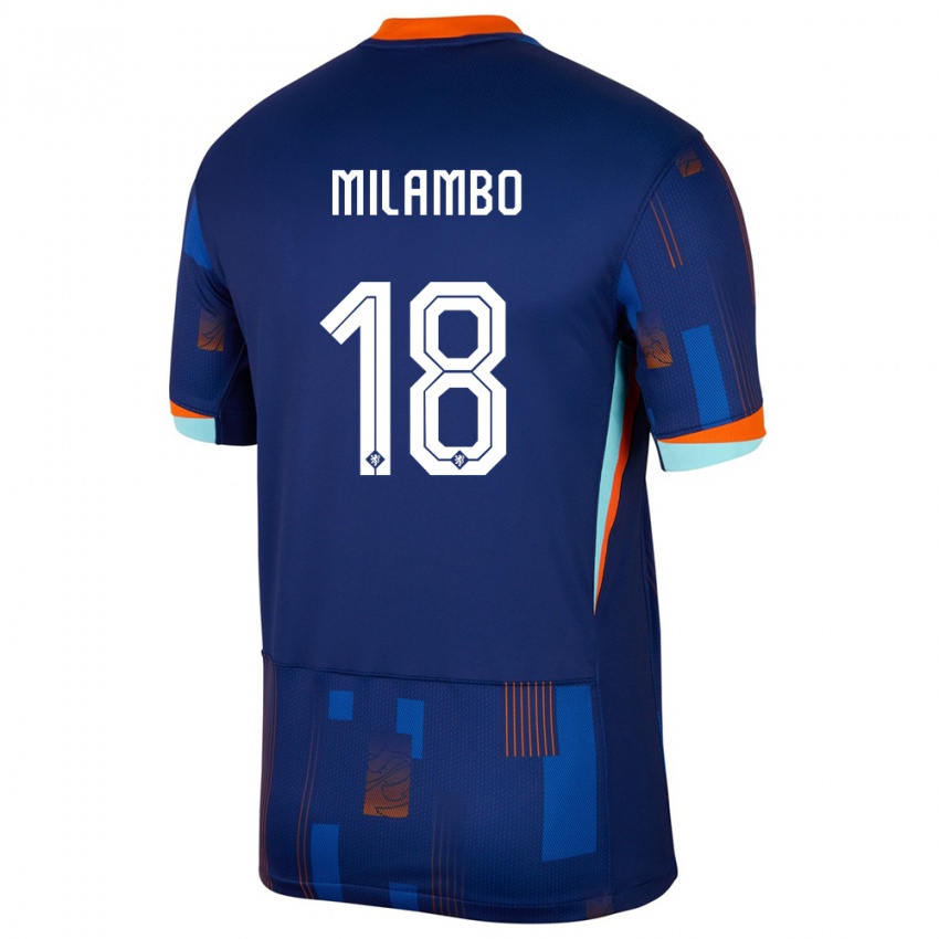 Mujer Camiseta Países Bajos Antoni Milambo #18 Azul 2ª Equipación 24-26 La Camisa Argentina